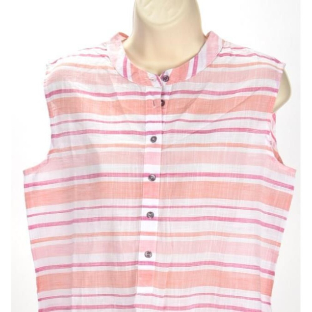Fresh Produce Striped Sleeveless Cotton Henley Blouse Size XS - Picture 3 of 4